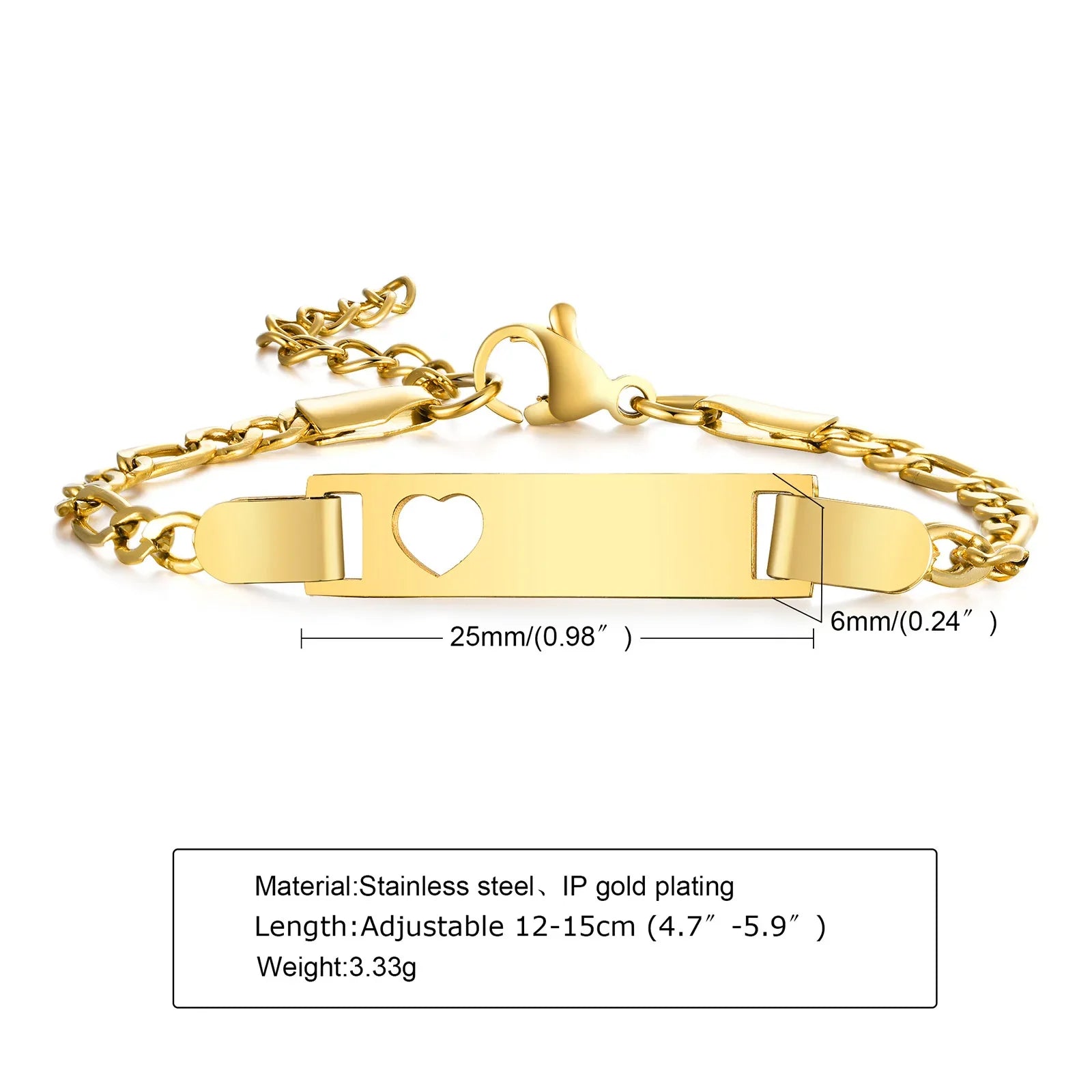 Custom Personalized Name ID Bracelet Gilrs Boy Gifts, Stainless Steel Curb Chain Link Crown Bracelet Not Allergic