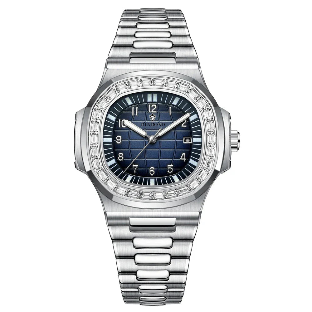 New Simple Digital Full Diamond Watch For Man Gifts Fashion Quartz Wristwatches Mens Automatic Watches Man Clock Montre Homme