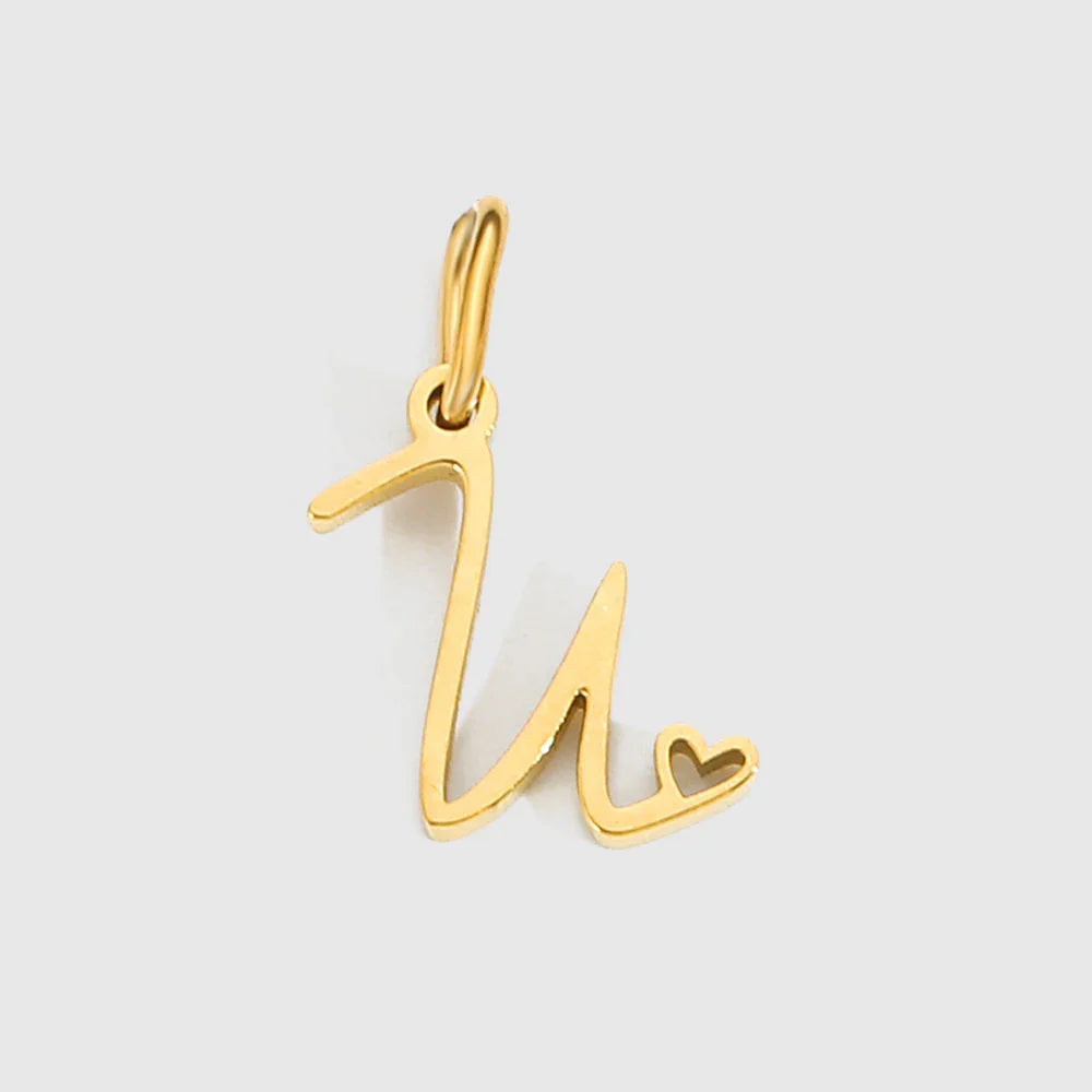 Personalized Stainless Steel Heart Alphabet Pendant DIY Accessories for Necklace Woman Men Jewelry Initials Birthday Gift A-Z