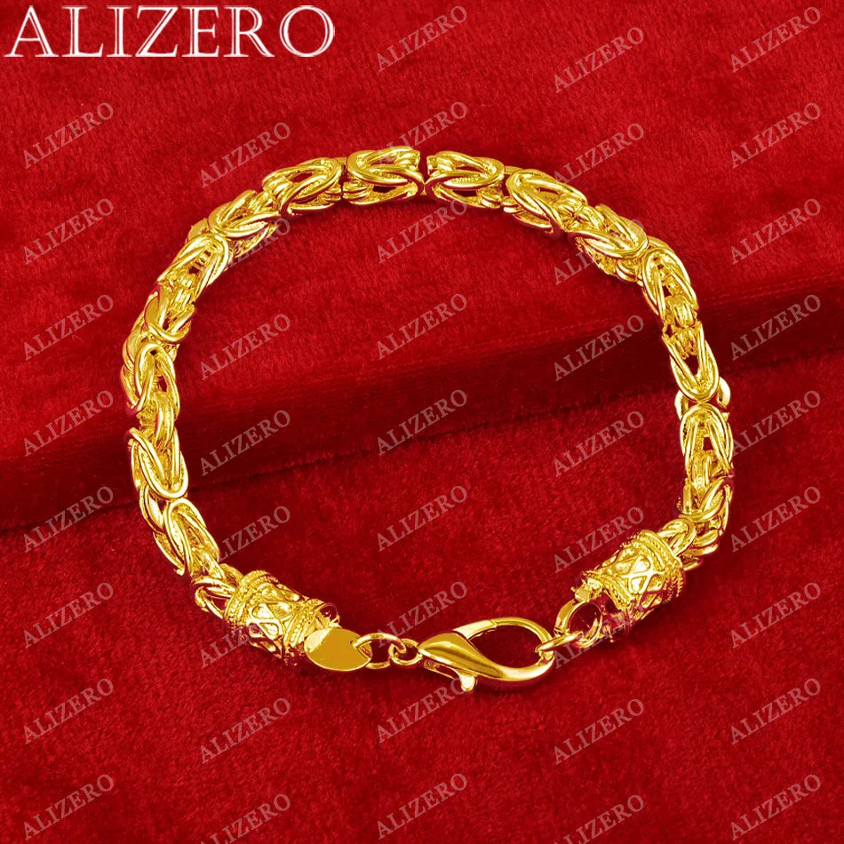 ALIZERO 18K Gold Bracelet 5mm Faucet Chain Bracelets For Men Woman Fashion Wedding Party Gift Fine Jewelry Wholesale