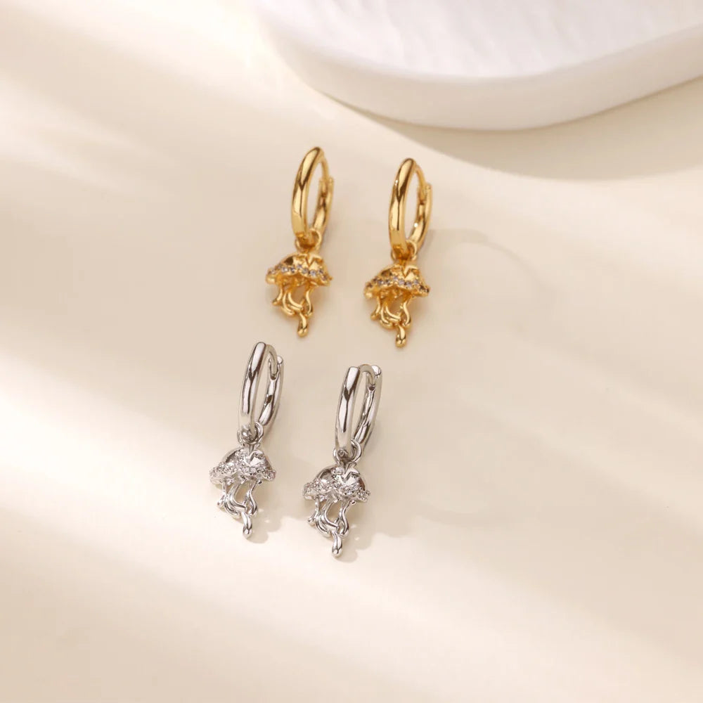 Geometric Hook Earrings For Women Stainless Steel Gold Color Jellyfish Dangle Drop Earrings 2025 Trend Piercing Wedding Jewelry