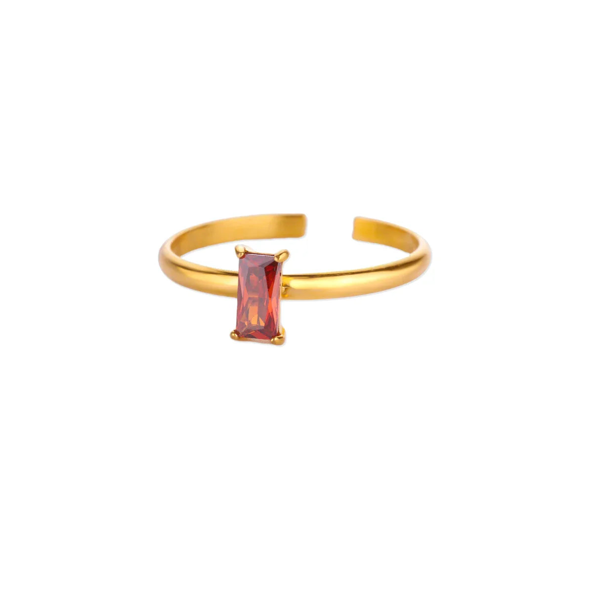 Stainless Steel Birthstone Rings For Women Gold Color Zircon Birthstone Opening Ring Minimalist Christmas Birthday Jewelry Gift