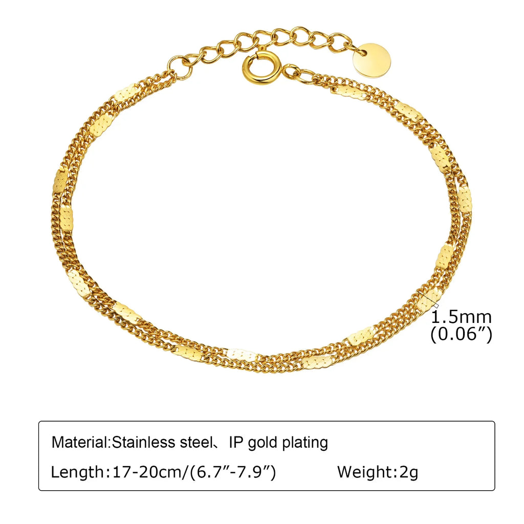 Statement Stainless Steel Chain Bracelet for Women, Vintage 18k Gold Plated Elegant Jewerlry