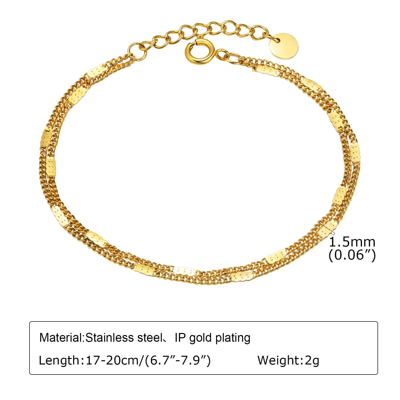 Statement Stainless Steel Chain Bracelet for Women, Vintage 18k Gold Plated Elegant Jewerlry