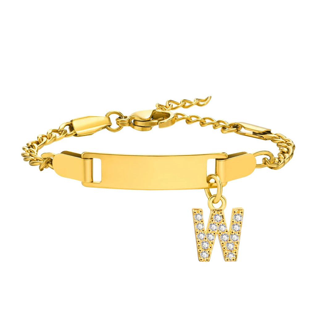 Personalized Name Bracelet With Initials for Boy Girl, Free Engraving Date ID Wristband Birthday Gift