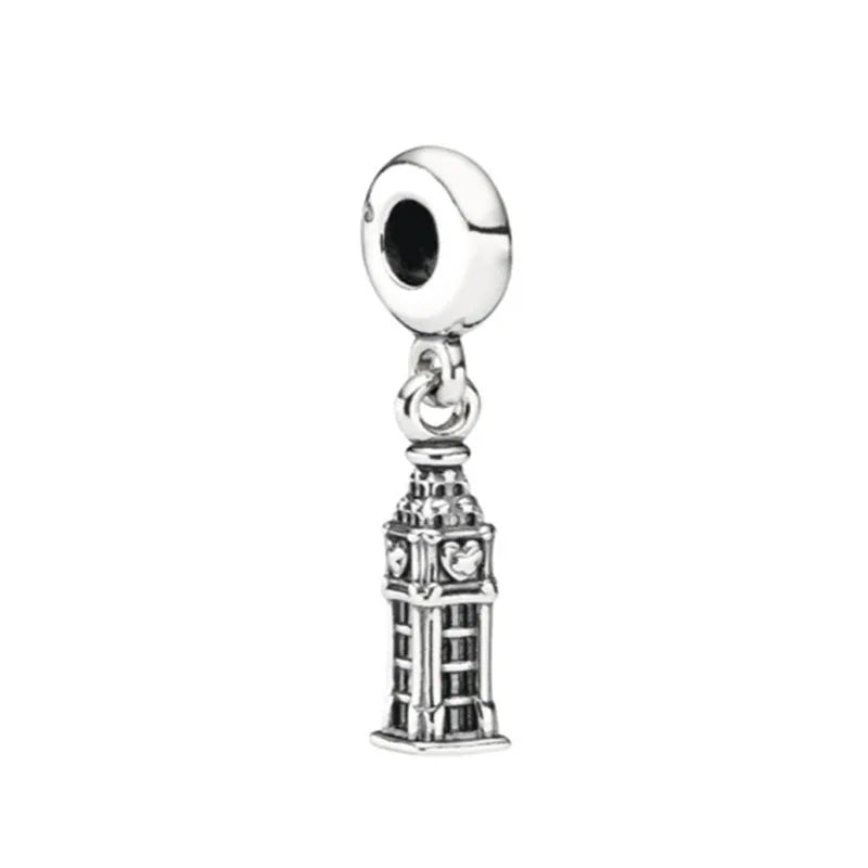 European New 925 Sterling Silver Spring New Pink Flower Ballon Cat Diy Beads Charm Fit European S925 Bracelet Bangles