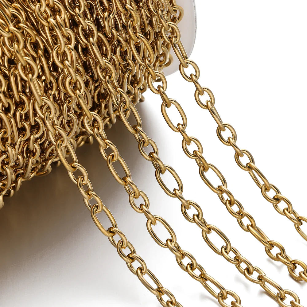 1Meter/Pack 304 Stainless Steel Knot Gold Steel Color Handmade Chains for DIY Necklace Bracelets Jewelry Making Accessories