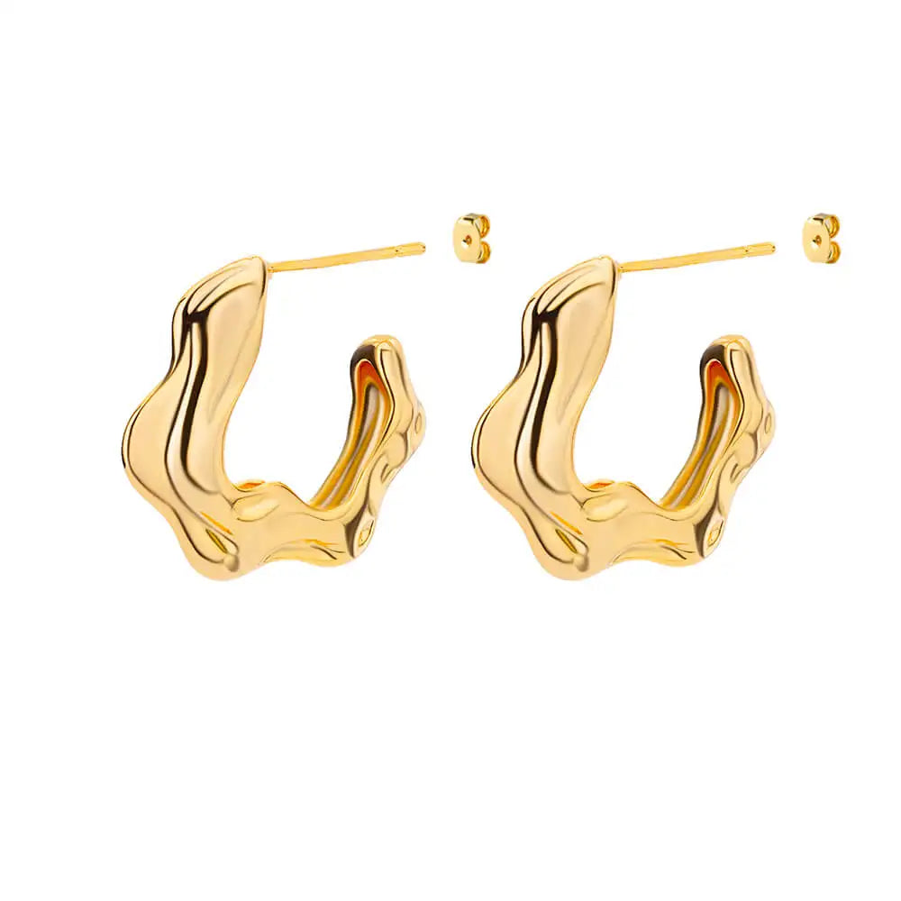 Temperament Square Texture Earring For Women Stainless Steel Gold Color Personality Trend Stud Earring Fashion Jewelry Exquisite