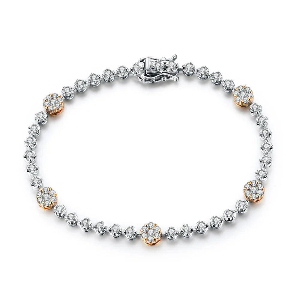 MINTYBOX S925 Sterling Silver All Moissanite Tennis Bracelets for Women D VVS1 Diamond 18k Gold Plated Wedding Fine Jewelry Gift