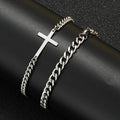 2024 New Stainless Steel Cross Cuban Chain Bracelet Set for Men Hip Hop Punk Snake Chain Bracelets Fashion Unisex Jewelry Gifts