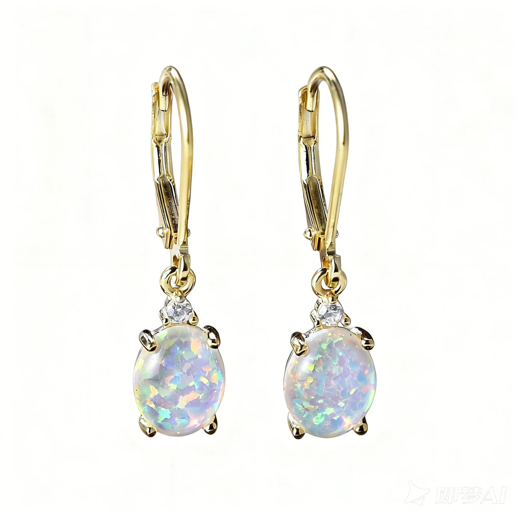 S925 Silver round Crystal Pearl Mother-of-Pearl Earrings with Green Flame Crystal Plated Iridium Golden Women's Design