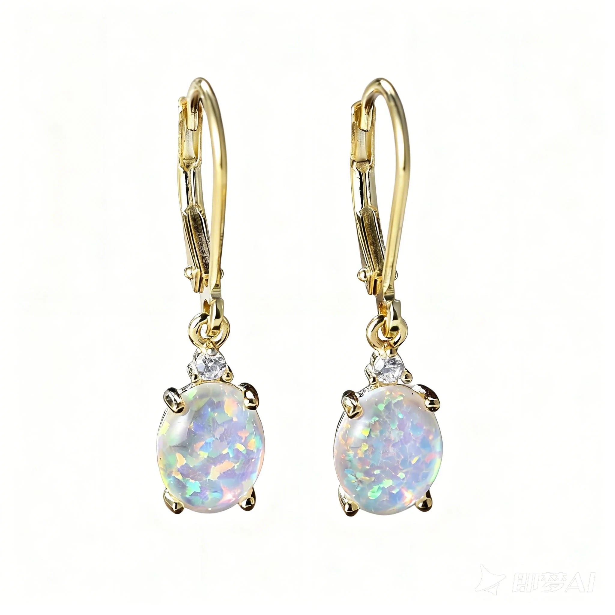S925 Silver round Crystal Pearl Mother-of-Pearl Earrings with Green Flame Crystal Plated Iridium Golden Women's Design