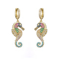 NEWBUY 2024 Trendy Colourful AAA CZ Zircon Inlay Seahorse Dangle Earrings For Women Party Jewelry