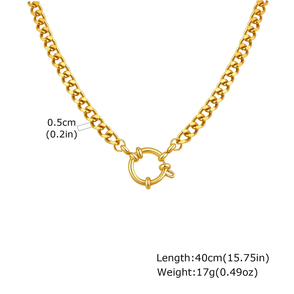 Paperclip Chain Choker Necklace, Women's Stainless Steel Spring Buckle Penddant Necklace, Waterproof 18k Gold Plated Jewelry