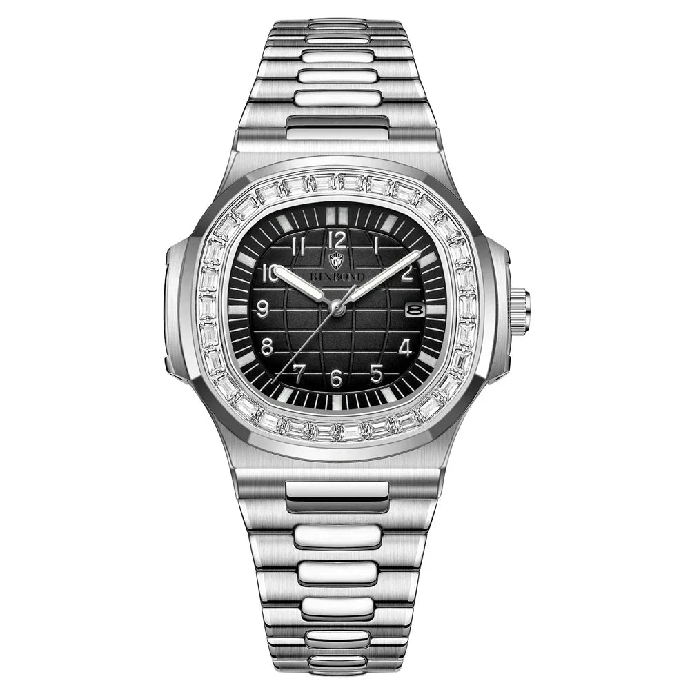 New Simple Digital Full Diamond Watch For Man Gifts Fashion Quartz Wristwatches Mens Automatic Watches Man Clock Montre Homme