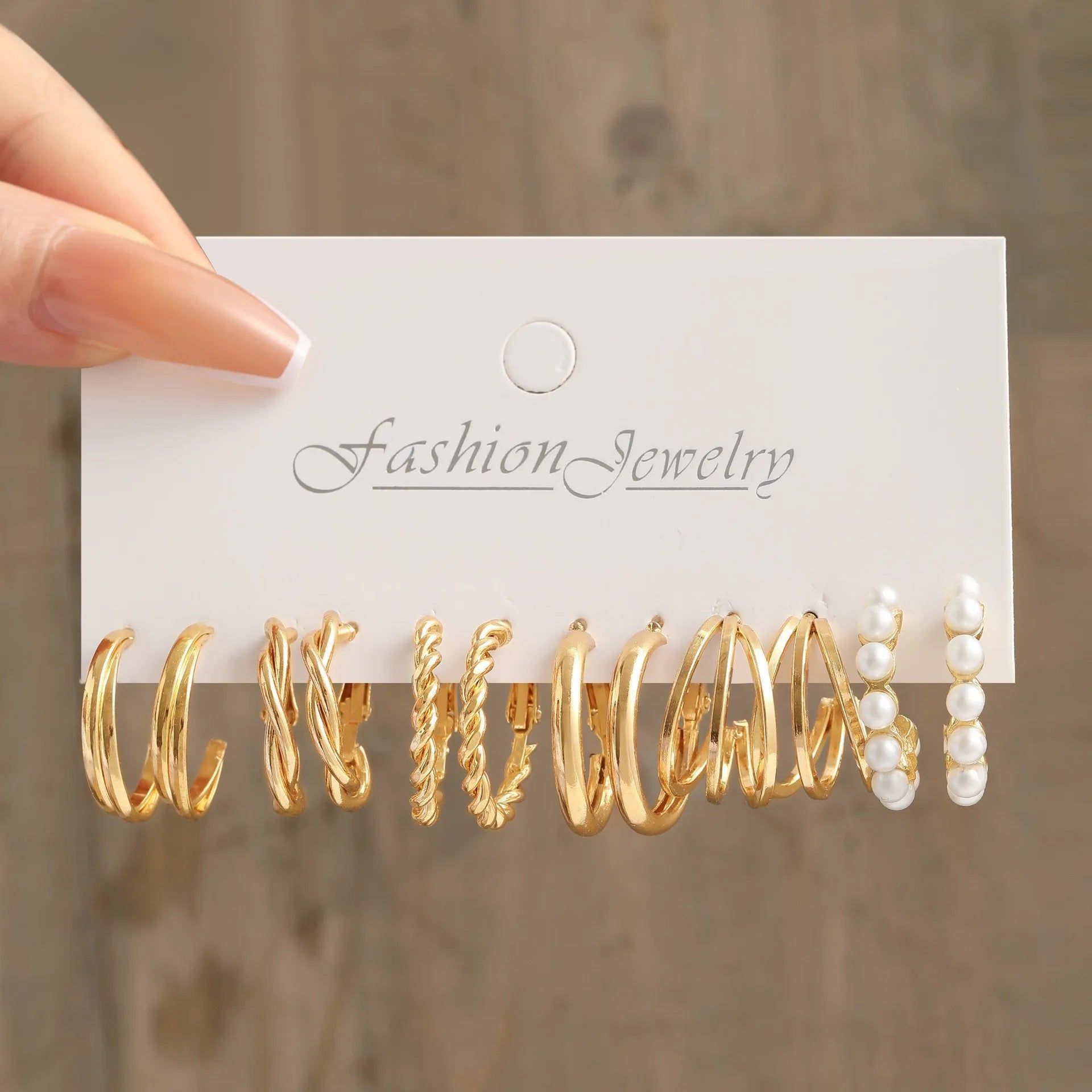 24 Pcs European and American Boho Big Circle Hoop Earring Set for Women Gold Color Vintage Pearl Earring Heart Zircon Jewelry