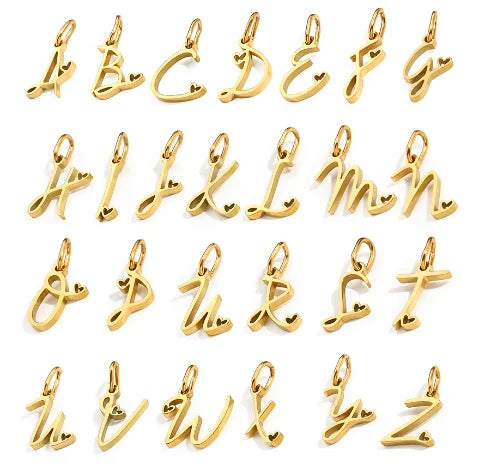 Personalized Stainless Steel Heart Alphabet Pendant DIY Accessories for Necklace Woman Men Jewelry Initials Birthday Gift A-Z