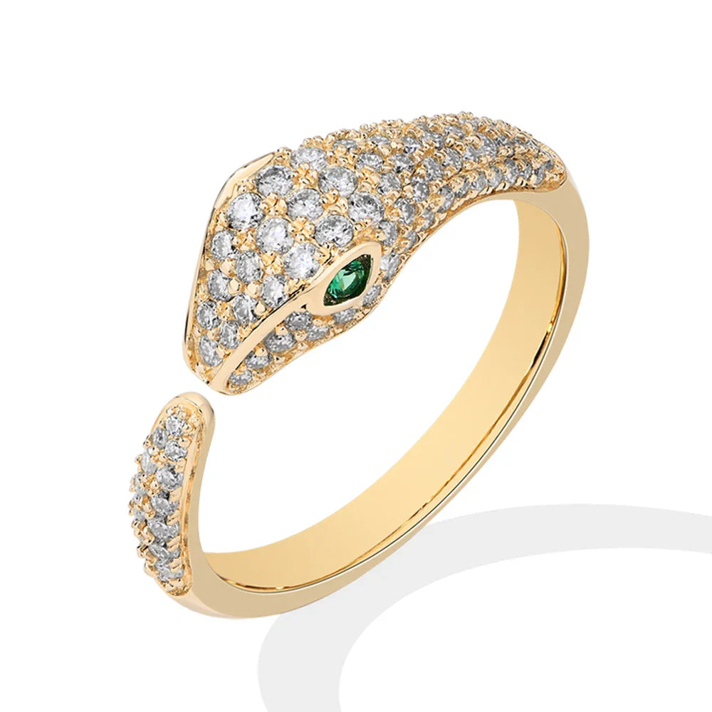 MINTYBOX Snake S925 Silver Moissanite Rings for Women D/VVS1 Lab Diamond Adjustable Ring 18K Gold Plated Luxury Fine Jewelry