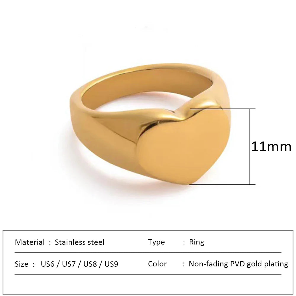 Couple Heart Ring 316 Stainless Steel Punk Style Geometric Jewelry Personalized Ring Gift for Women Valentine's Day