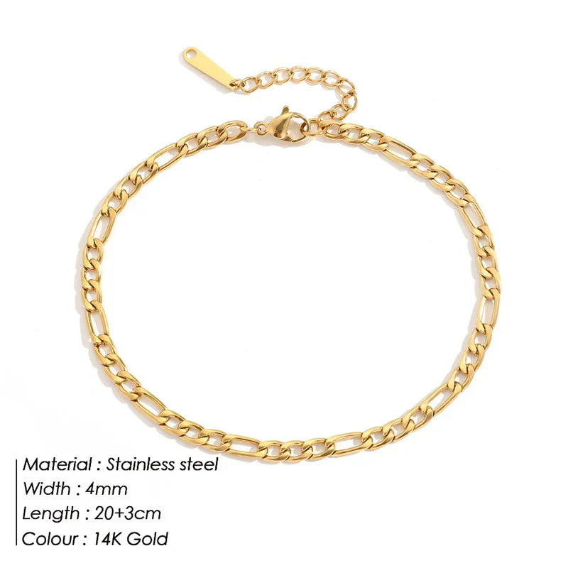 Franco Link Chain Anklets For Men Women Hip Hop Rapper Stainless Steel Foot Jewelry Leg Chain Ankle Cuban Chains