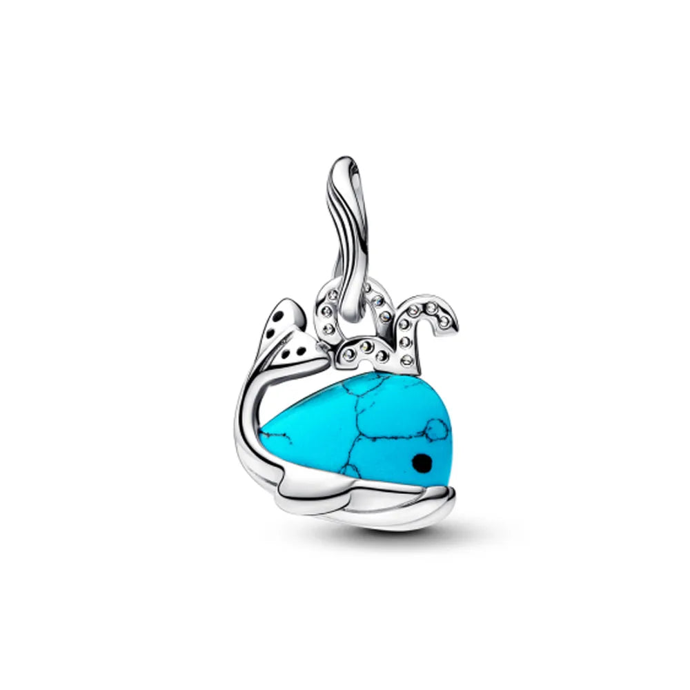 European Summer Blue Series Turtle Flower Pendant Fit S925 European 925 Sterling Silver Bracelet Bangles Necklace