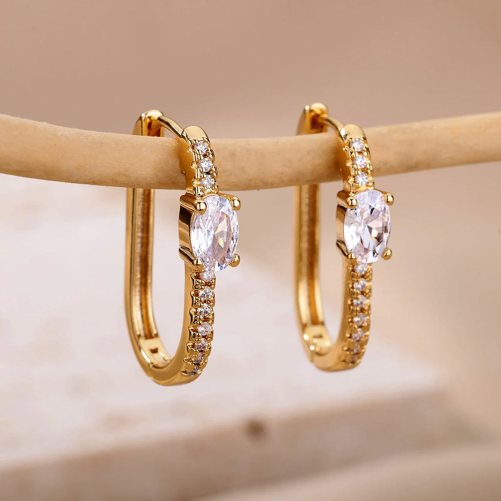 Minimalist Zircon Round Earring For Women Stainless Steel Irregular Earring Fashion Party Wedding Jewelry Gift Bijoux Femme 2022