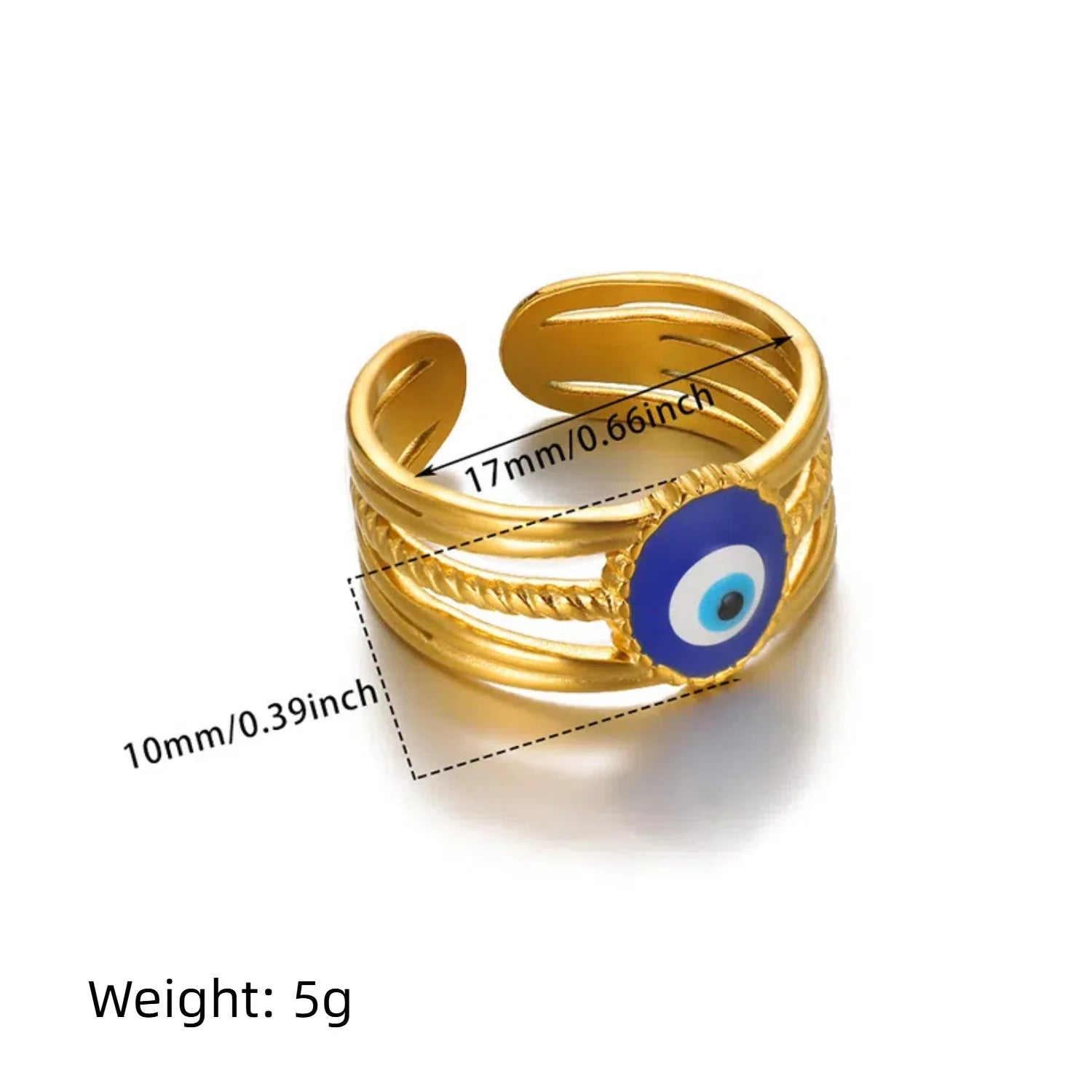 Vintage Evil Eye Rings For Women Gold Color Opening Stainless Steel Oil-Dropping Evil Eye Ring Lucky Aesthetic Turkish Jewelry