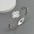 New four-leaf clover white shell stainless steel gold-plated bracelet 18K, high quality waterproof couple bracelet, wife gift