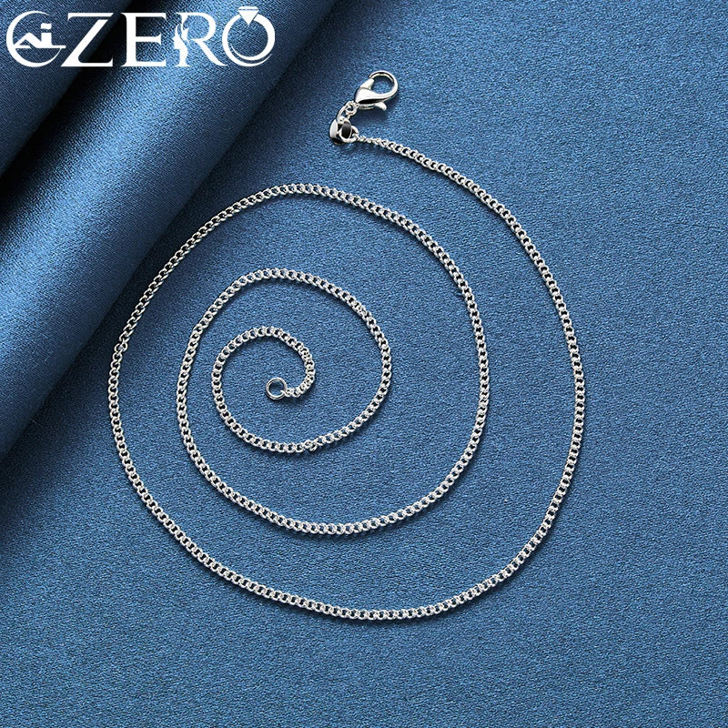 ALIZERO 40-70cm 925 Sterling Silver 2mm Side Chain Necklace For Women Men Wedding Party Fashion Charm Jewelry Gift