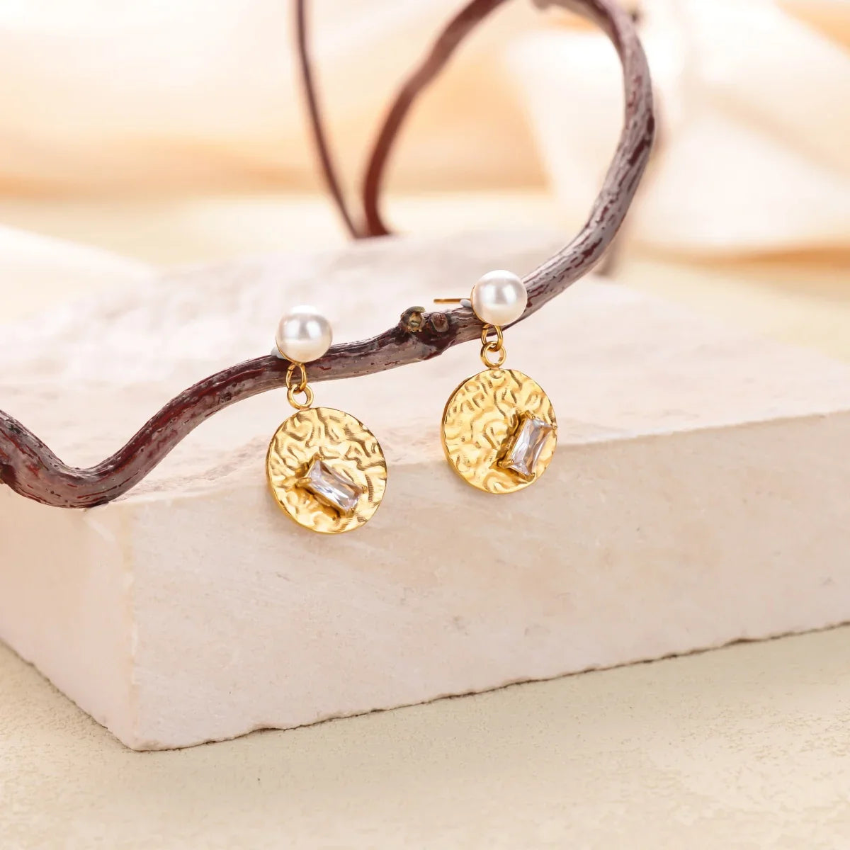 Vintage Gold Color Heart Hoop Earrings For Women Stainless Steel Geometric Piercing Earring Luxury Zircon Jewelry Wedding Gift