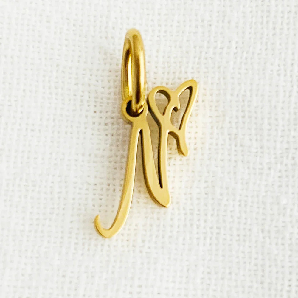 SUNIBI Heart Art Initial Alphabet Pendant DIY Name Customized Birthday Gift Stainless Steel Women Fashion Jewelry A-Z Wholesale