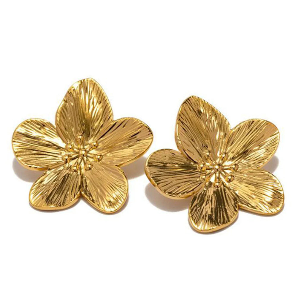 Uworld Hypoallergenic Stylish Vintage Flower Stud Earrings Premium 18k Gold Plated Stainless Steel For Women Party сережки женск