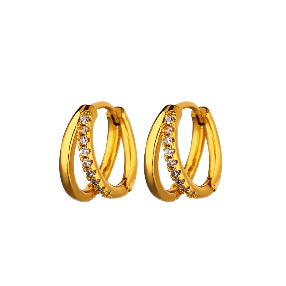Stainless Steel Circle Earrings For Women Gold Color Aesthetic Zircon Earring Wedding Christmas Fashion Jewelry Accessories Gift