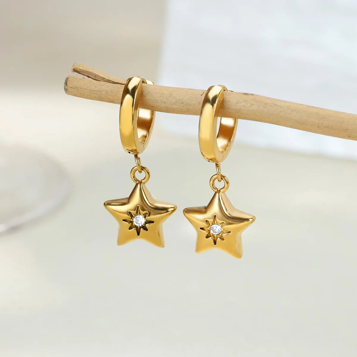 Vintage Gold Color Heart Hoop Earrings For Women Stainless Steel Geometric Piercing Earring Luxury Zircon Jewelry Wedding Gift