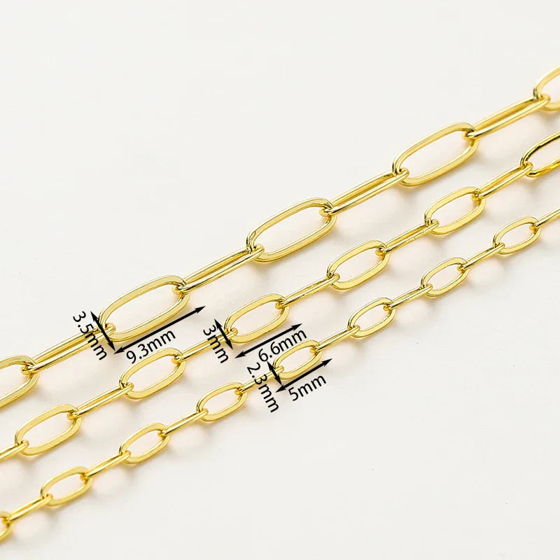 1Meter/lot 14K 18K Gold Plated Brass Metal Round Link Cable Chains DIY Jewelry Making Chain For Needlework Jewelry Accessories