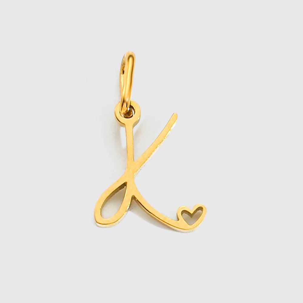 Personalized Stainless Steel Heart Alphabet Pendant DIY Accessories for Necklace Woman Men Jewelry Initials Birthday Gift A-Z