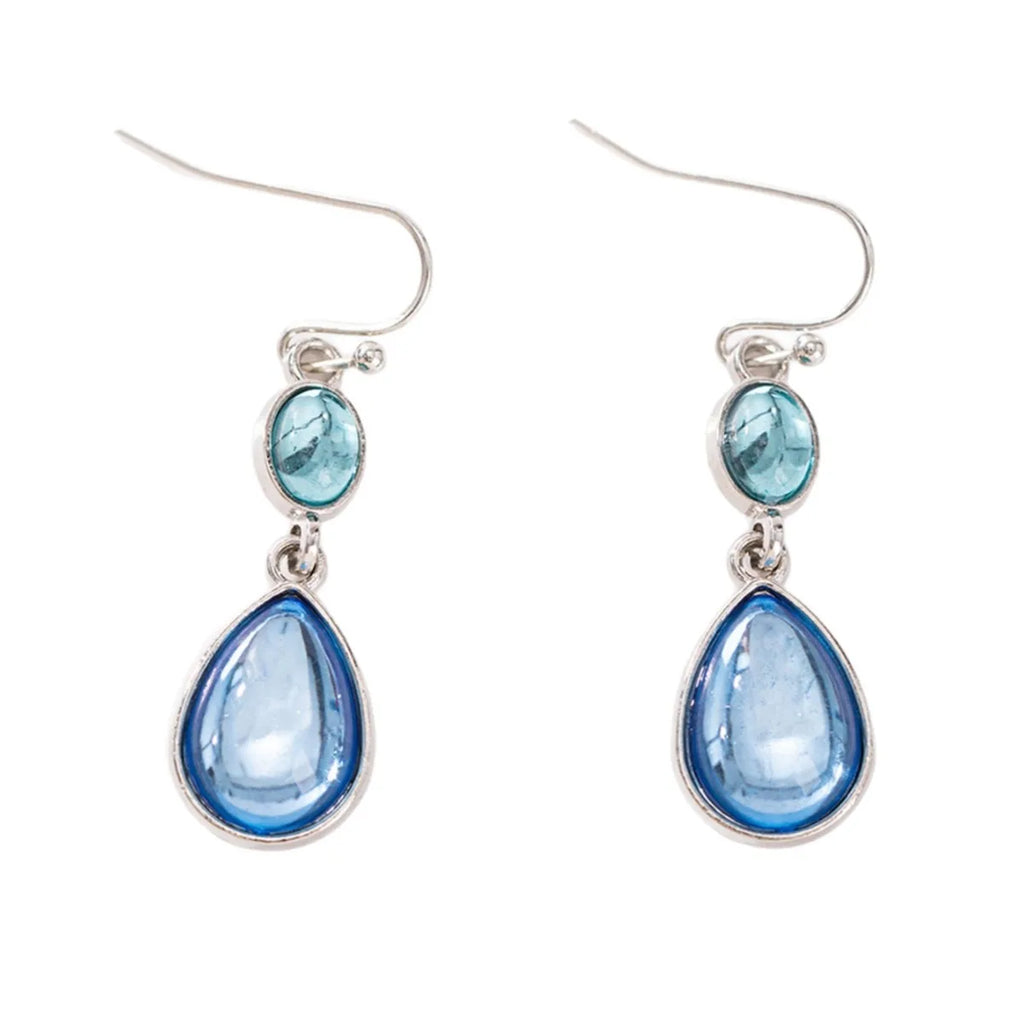 Fashionable Water Droplet Shaped Artificial Synthetic Blue Stone Hanging Earrings For women's Birthday Custom Jewelr