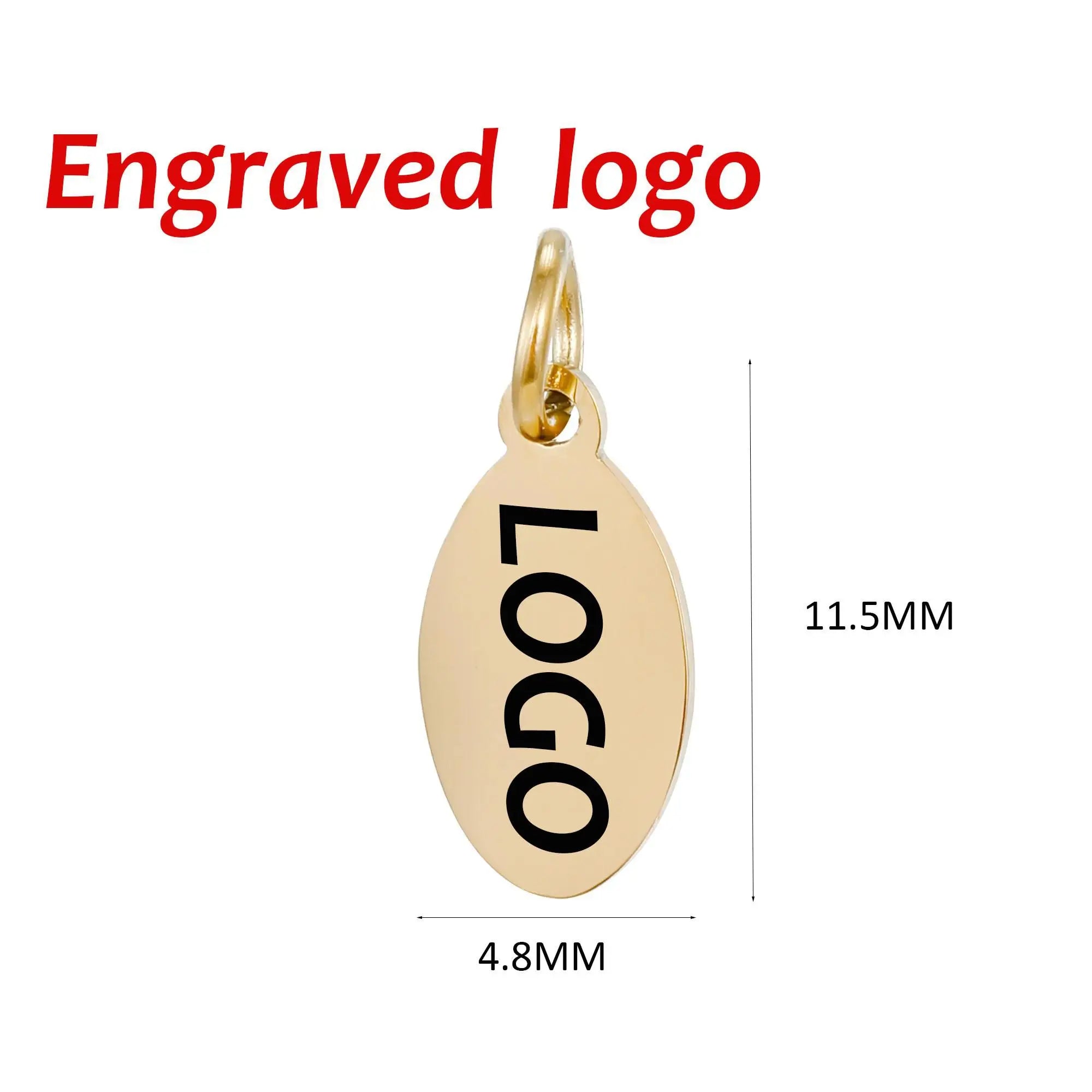 SUNIBI Custom Logo Tags Stainless Steel Charms for Necklace Bracelets 6 Sizes to Choose Jewelry