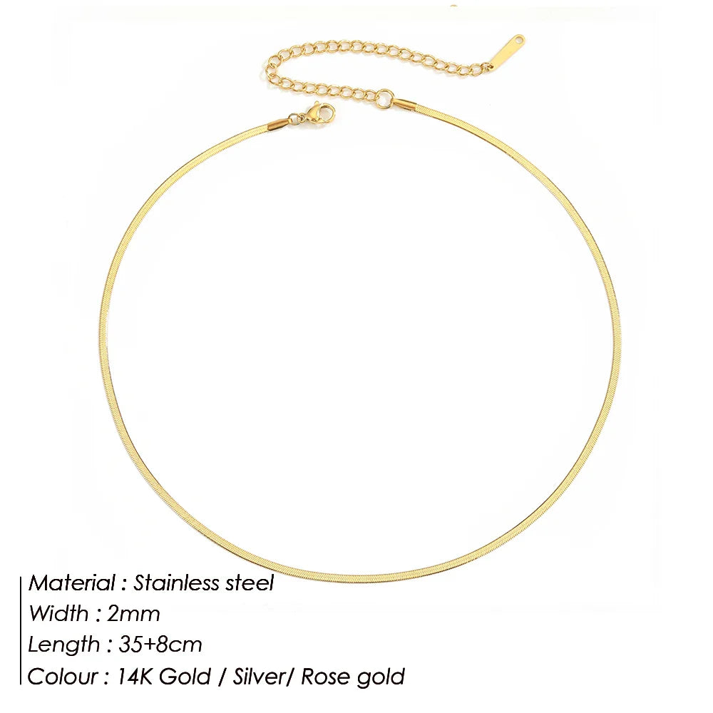 SUNIBI Stainless Steel Necklaces for Women Gold Color Basic Punk Link Chain Necklace Solid Metal Jewelry Wholesale/dropshipping
