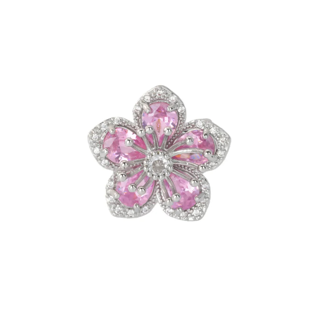 Colored Zircon Double Flower Rings For Women Gold Plated Stainless Steel Flower Opening Ring Wedding Aesthetic Jewelry Gift 2023