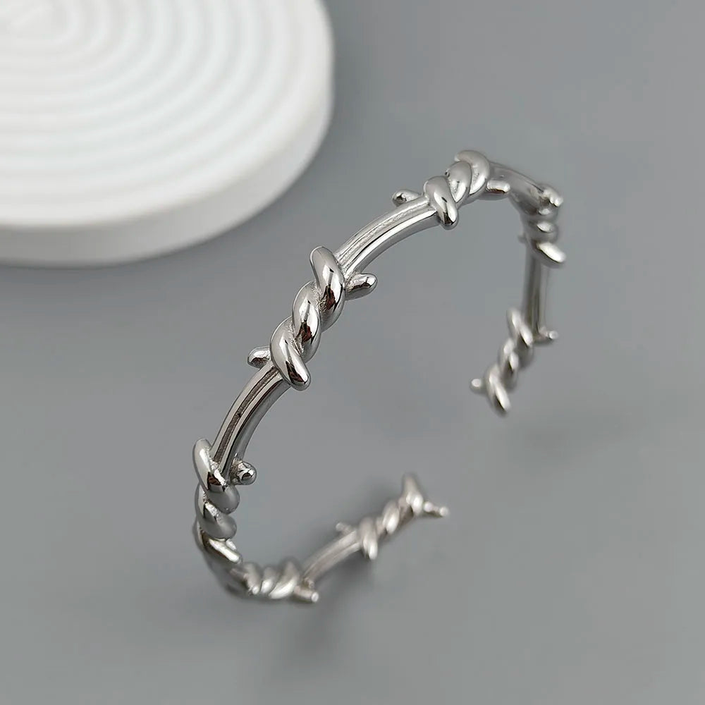 New style wire wrapped thorn stainless steel gold plated 18K bracelet, high quality waterproof silver jewelry, couple gift