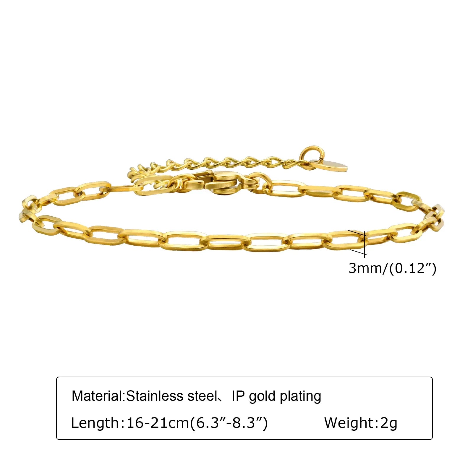 Waterproof Stainless Steel Chain Bracelets For Women , Gold Plated Fashion Stackable Link Bracelet Gifts