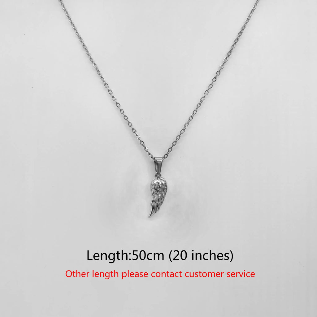 18K Gold Plated Angel Wing Pendant Necklace - Vintage Feather Design for Men, Stainless Steel Chain Jewelry Gift