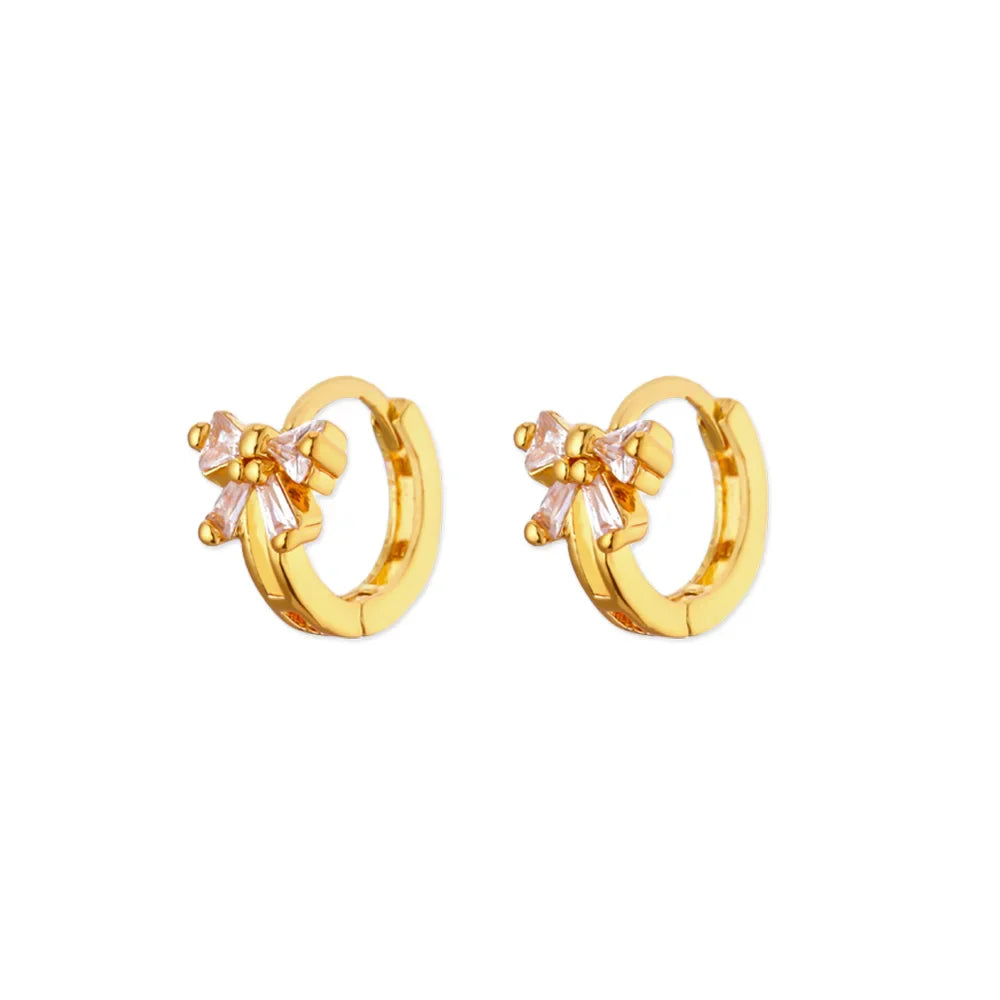 Elegant Zircon Bow Earrings For Women Stainless Steel Gold Color Bowknot Earrings Luxury Wedding Waterproof Jewelry Gift