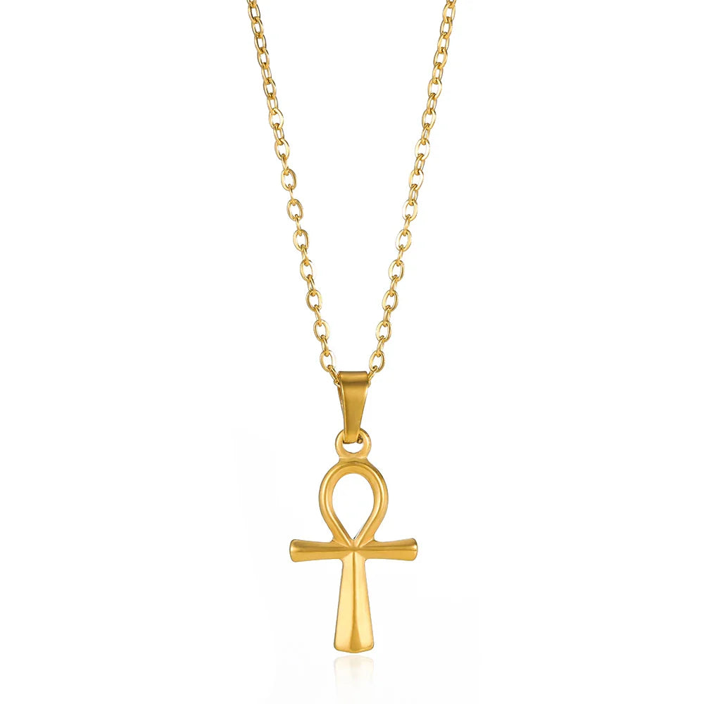 Cross Goddess Pendant Necklace for Women Stainless Steel 316L Gold Color Necklace 2025 New Party Jewelry Aesthetic Accessories