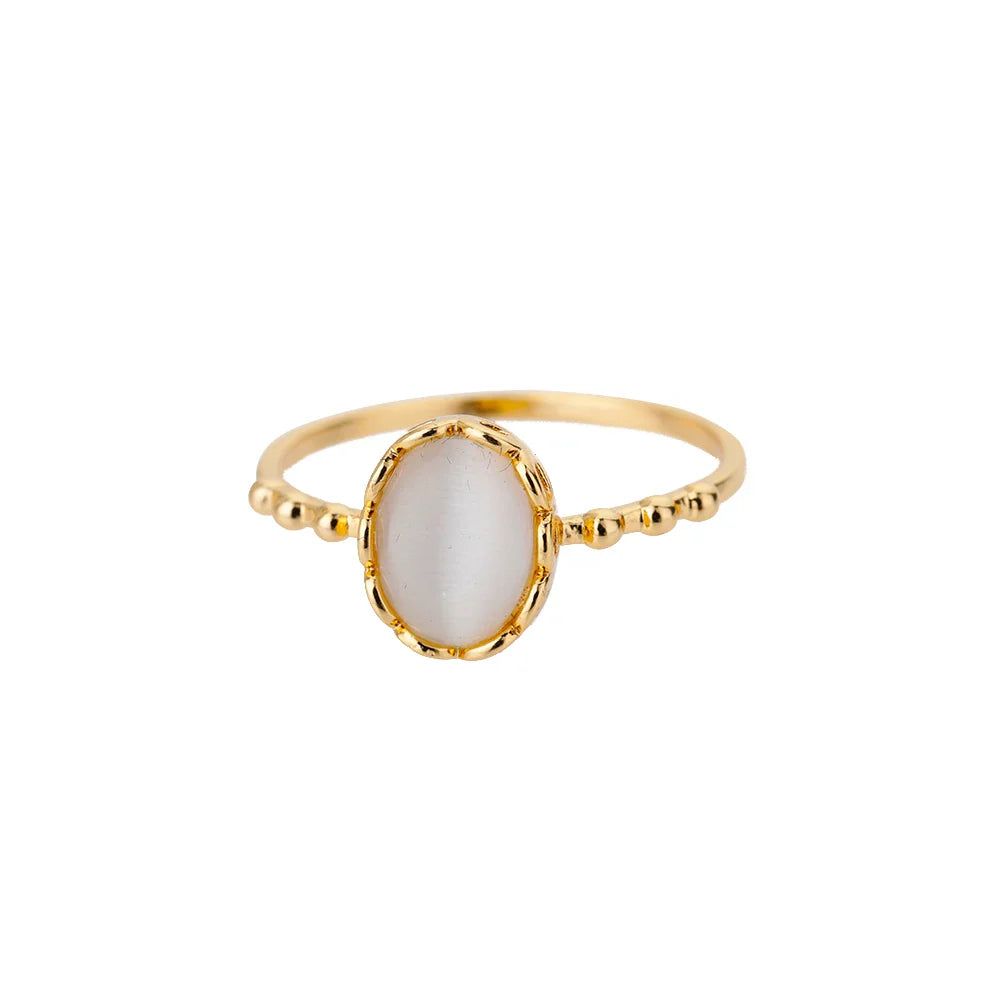 Luxury Opal Zircon Sun Rings For Women Girls Stainless Steel Gold Color Open Ring 2025 New Fashion Wedding Couple Jewelry Gift