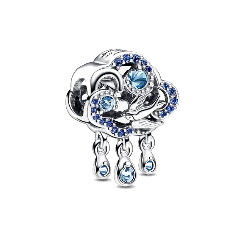 European Summer Blue Series Turtle Flower Pendant Fit S925 European 925 Sterling Silver Bracelet Bangles Necklace