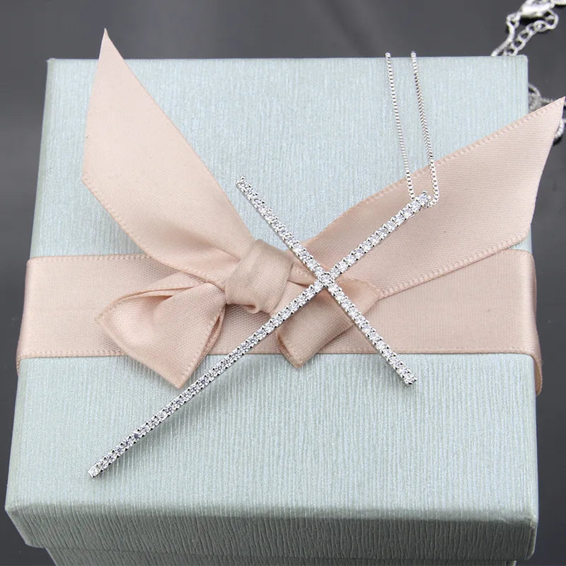 1pcs Slender Cross Pendant Necklace Fashion Trend Hip Hop Punk Style Necklace Religious Elements Prayer Jewelry