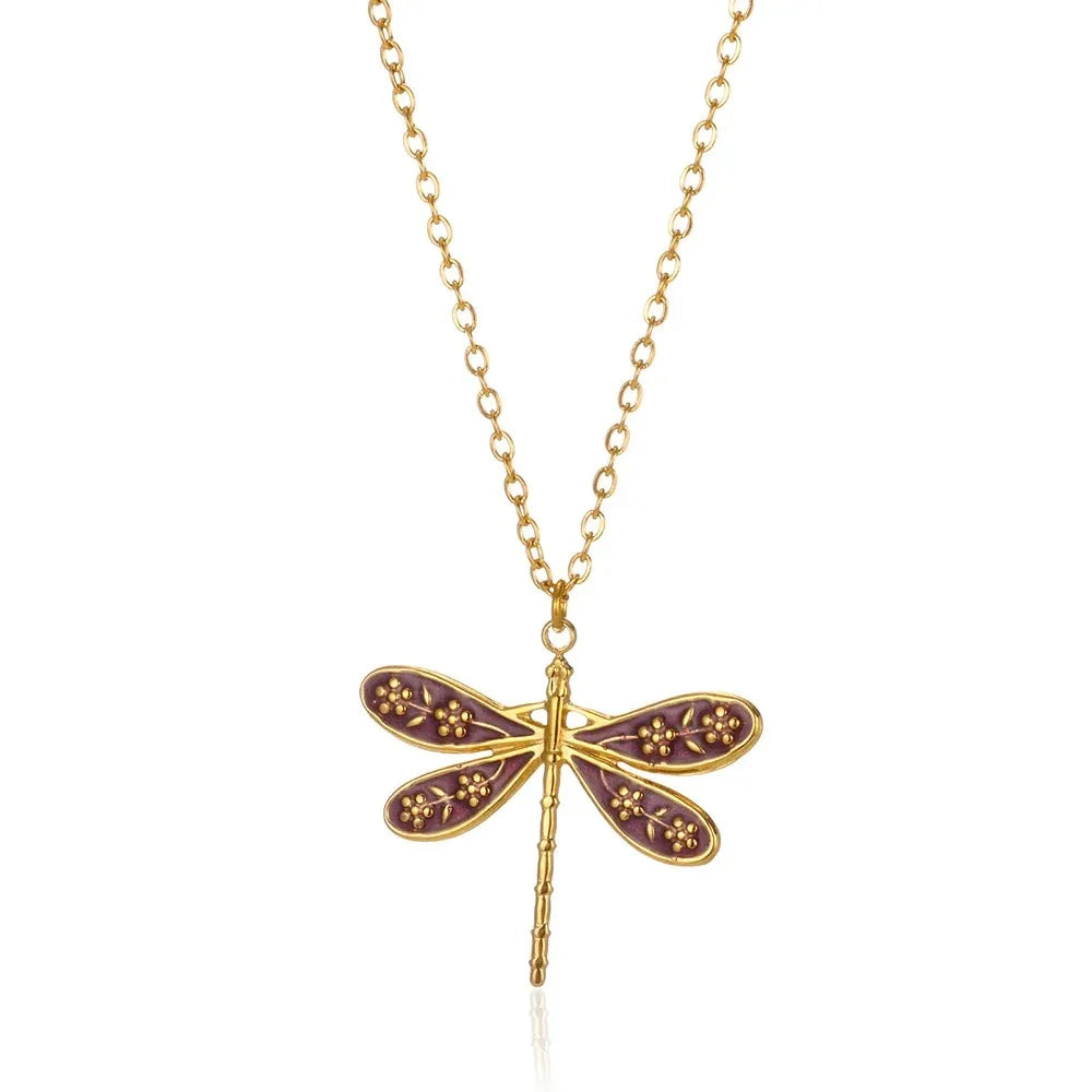 Stainless Steel Dragonfly Necklaces For Women 18K Gold Plated DragonflyPendants Choker  Insect Jewelry Gift