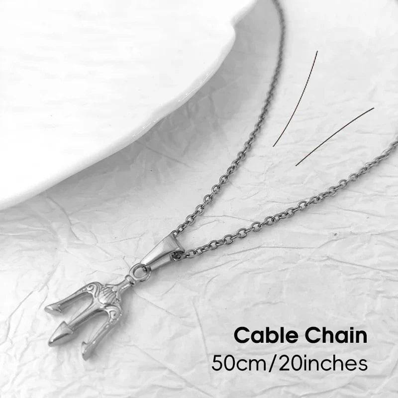 Mythology Medusa Poseidon Trident Charm Stainless Steel Ancient Greek Amulet Neptune Pendant Men 18k Gold Trident Pendant